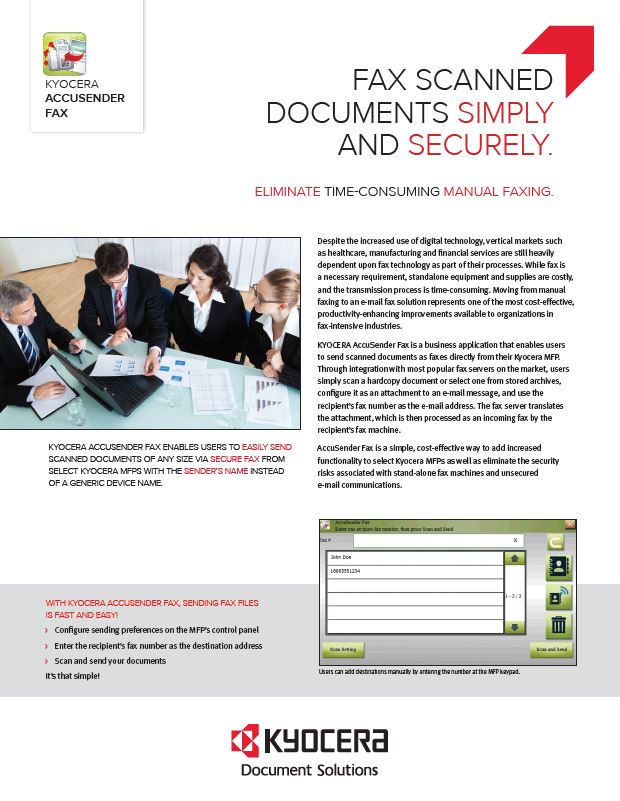 Kyocera Software Capture And Distribution Accusender Fax Brochure Thumb, Compucharts, Medina, OH, Ohio, Authorized, Copystar, Kyocera