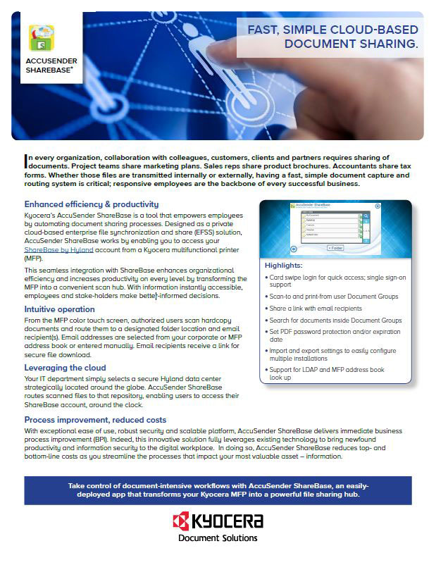 Kyocera Software Document Management Accusender Sharebase Data Sheet Thumb, Compucharts, Medina, OH, Ohio, Authorized, Copystar, Kyocera