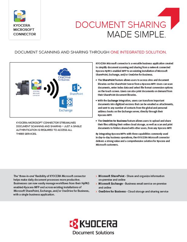 Kyocera Software Document Management Kyocera Microsoft Connector Spec Sheet Thumb, Compucharts, Medina, OH, Ohio, Authorized, Copystar, Kyocera