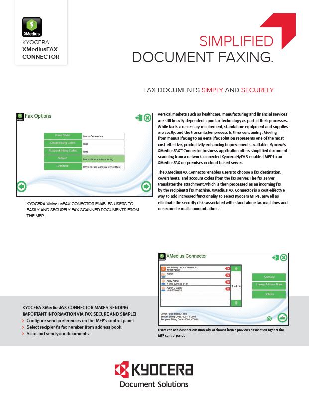 Kyocera Software Document Management Xmediusfax Connector Data Sheet Thumb, Compucharts, Medina, OH, Ohio, Authorized, Copystar, Kyocera