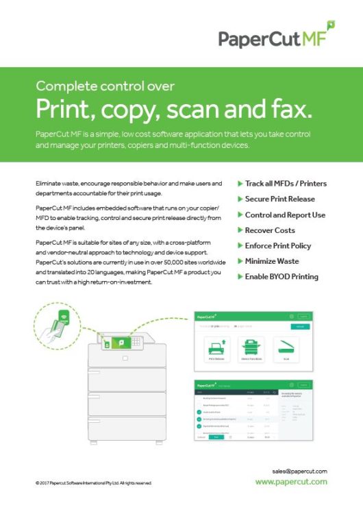 Fact Sheet Cover, Papercut MF, Compucharts, Medina, OH, Ohio, Authorized, Copystar, Kyocera